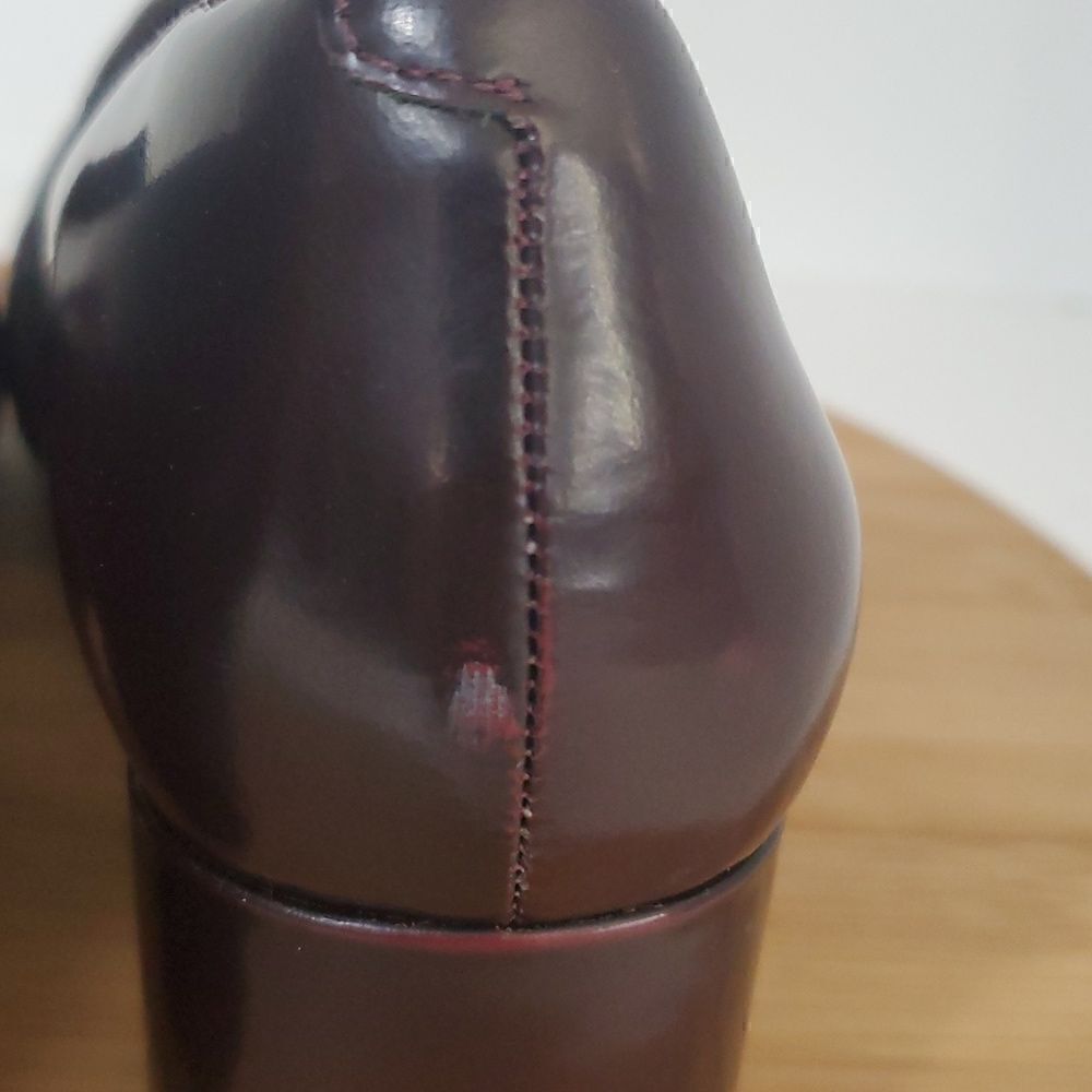 Clarks Artesian Tealia Maye Block Heel Aubergine Patent Leather Heel Pump 9M - Picture 10 of 15